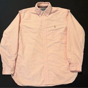 Ralph Lauren Long Sleeve Classic Fit Pink & White Stripe Mens Large